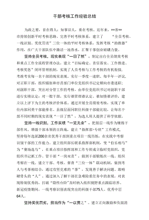 干部考核工作经验总结.docx