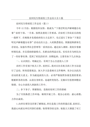 驻村民生特派组工作总结大全5篇.docx