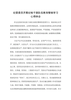 纪委委员开展纪检干部队伍教育整顿学习心得体会八篇精选供参考.docx