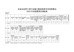 全省冶金等工贸行业重大事故隐患专项排查整治2023行动进展情况调度表.docx