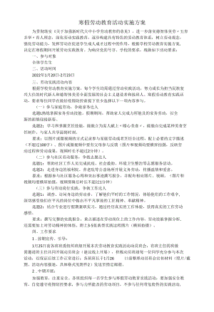 寒假劳动教育活动实施方案.docx