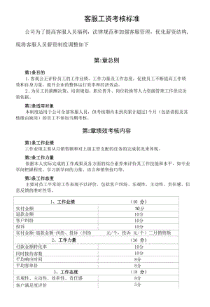 客服部绩效考核标准.docx