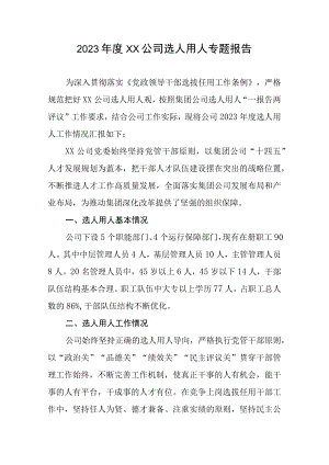 2023年度XX公司选人用人专题报告.docx