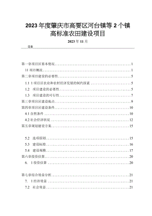 2023年度肇庆市高要区河台镇等2个镇高标准农田建设项目可行性研究报告.docx