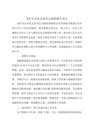 XX年企业支部书记述职报告范文.docx