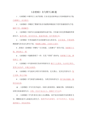 《赤壁赋》名句默写20题.docx