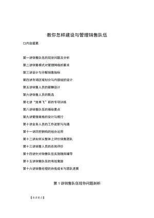 教你怎样建设与管理销售队伍.docx