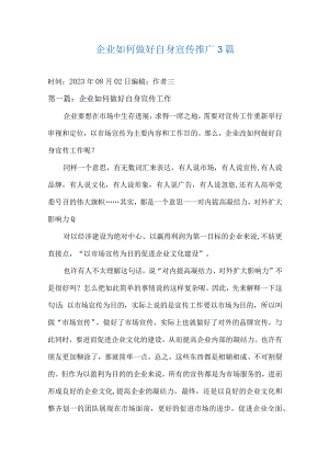 企业如何做好自身宣传推广3篇.docx