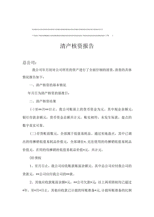 企业清产核资报告模板.docx