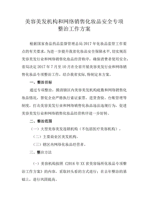 美容美发机构和网络销售化妆品安全专项整治工作方案.docx