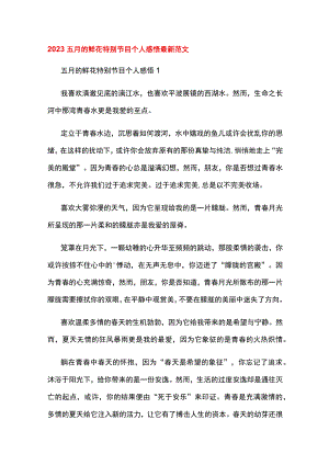 2023五月的鲜花特别节目个人感悟10篇.docx