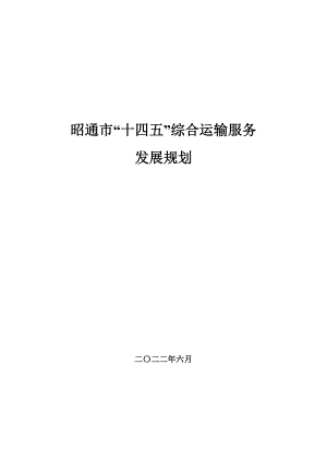 昭通市“十四五”综合运输服务发展规划 .docx