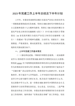 2023党建总结2023年党建工作上半年总结及下半年计划精选八篇模板.docx