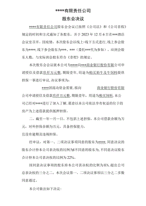为借款担保的公司董事会决议.docx