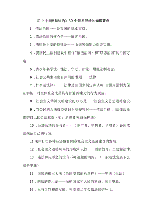初中《道德与法治》30个最易混淆的知识要点.docx