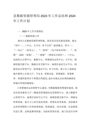 县数据资源管理局2023年工作总结和2024年工作计划.docx