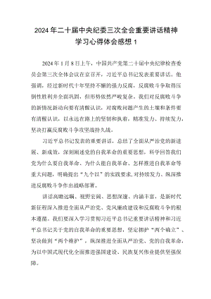 2024年二十届中央纪委三次全会重要讲话精神学习心得体会感想10篇.docx