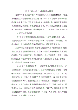 四个方面剖析个人检视发言提纲.docx