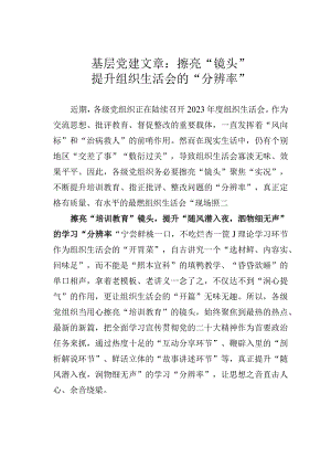 基层党建文章：擦亮镜头提升组织生活会的分辨率.docx