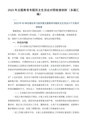 2023年主题教育专题民主生活会对照检查剖析（多篇汇编）.docx