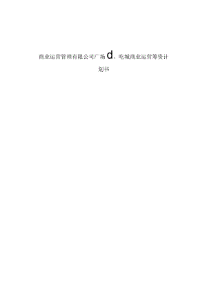 商业运营管理有限公司广场小吃城商业运营筹资计划书.docx