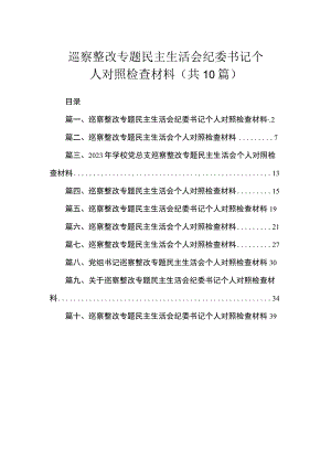 巡察整改专题民主生活会纪委书记个人对照检查材料（共10篇）.docx