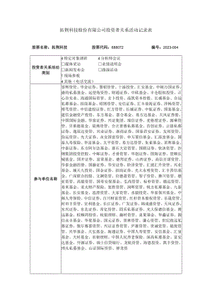 拓荆科技股份有限公司投资者关系活动记录表.docx