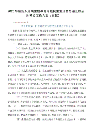 2023年度组织开展主题教育专题民主生活会总结汇报后附整改工作方案（五篇）.docx