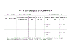 2023年湖南省制造业创新中心推荐申报表.docx