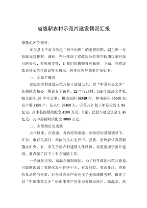 2023年省级新农村示范片建设情况汇报.docx