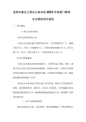 龙南市重点工程办公室本级2020年度部门整体支出绩效评价报告.docx