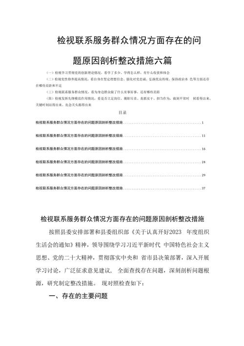 检视联系服务群众情况方面存在的问题原因剖析整改措施六篇.docx