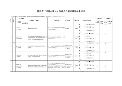 镇政府街道办事处政务公开事项目录参考模板.docx