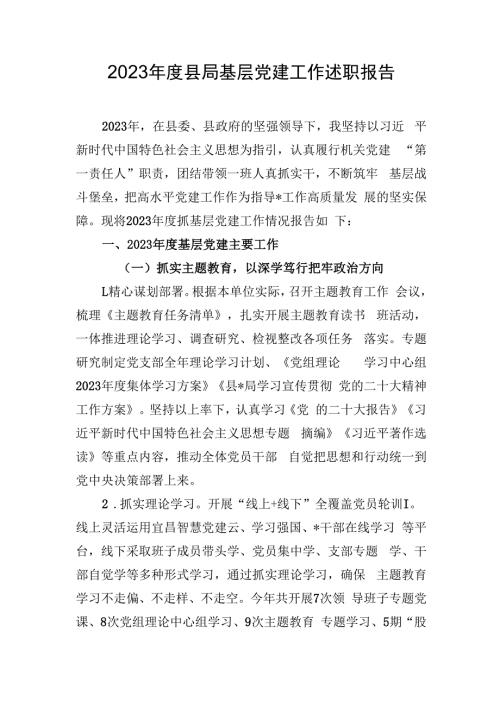 2023年度县局基层党建工作述职报告.docx