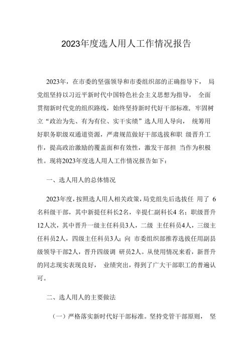 2023年度选人用人工作情况报告.docx