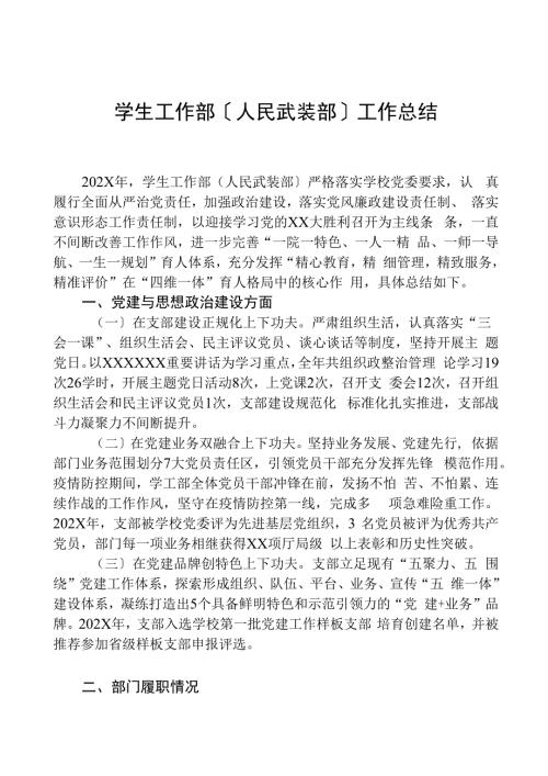 学生工作部（人民武装部）工作总结.docx