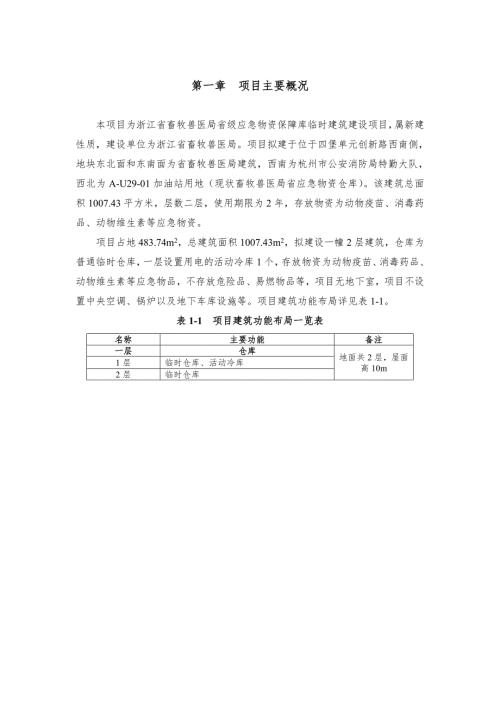 浙江省畜牧兽医局省级应急物资保障库临时建筑建设项目环评报告.doc